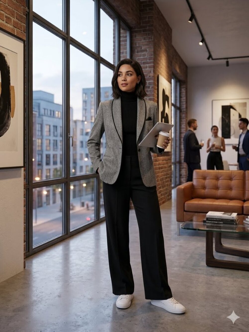 Career CG Guild Blazer Wool Blend Grey Lined Pockets Women Size M Office Busines